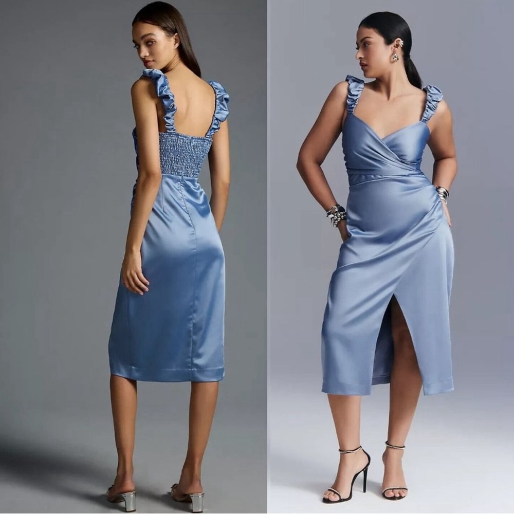 Anthropologie Blue Ruffled Dress